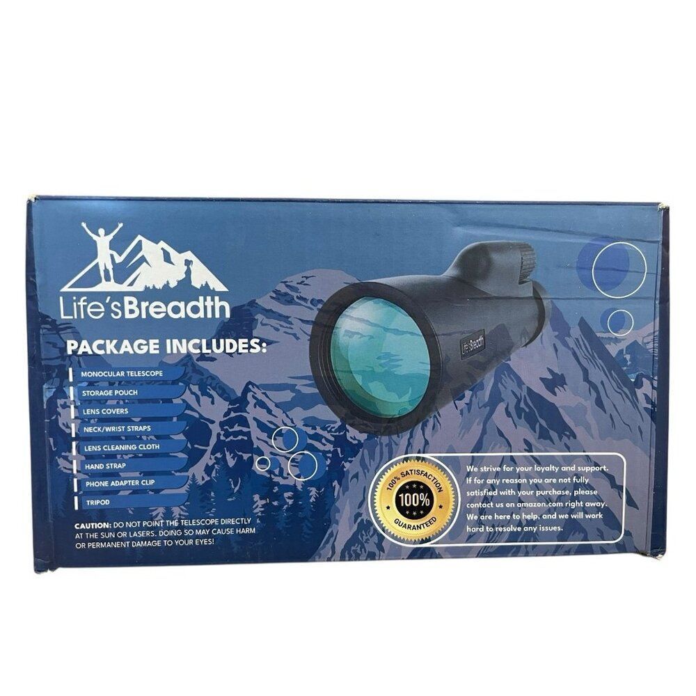 Life’s Breadth 12 X 50 Monocular Telescope W Pouch Tripod New in Open Box